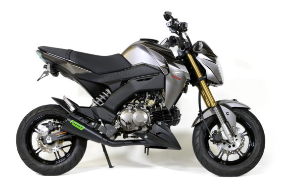 Brocks Performance Alien Head 2 Full System Black Cerakote 12" Muffler for Kawasaki Z125 Pro
