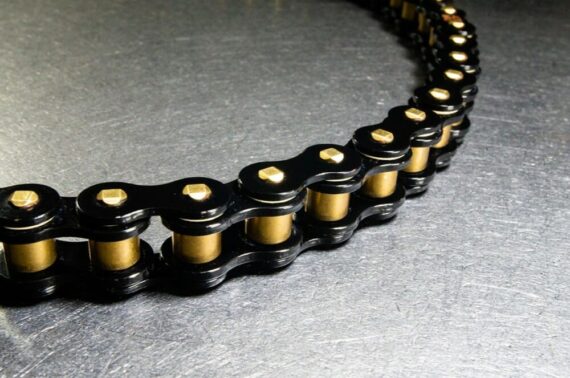 RK Chain - 420 MRU Gloss Black & Gold Chain (U-RING)