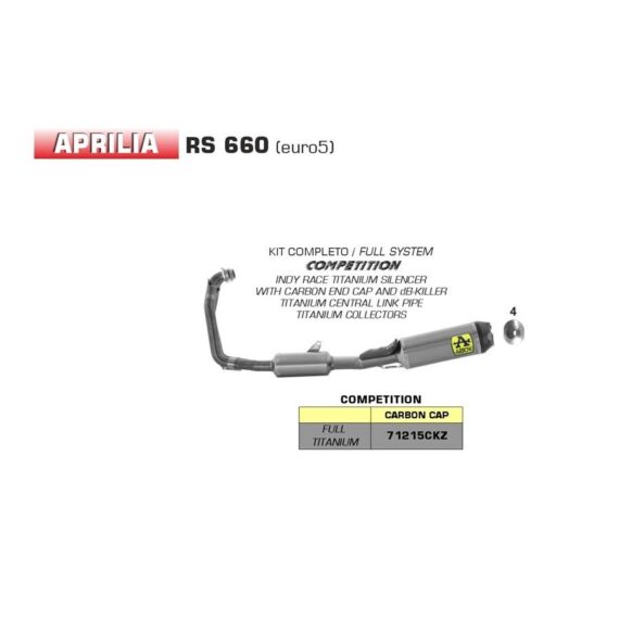 Arrow Aprilia RS 660 Tuono 660 Competition Full Titanium Exhaust System
